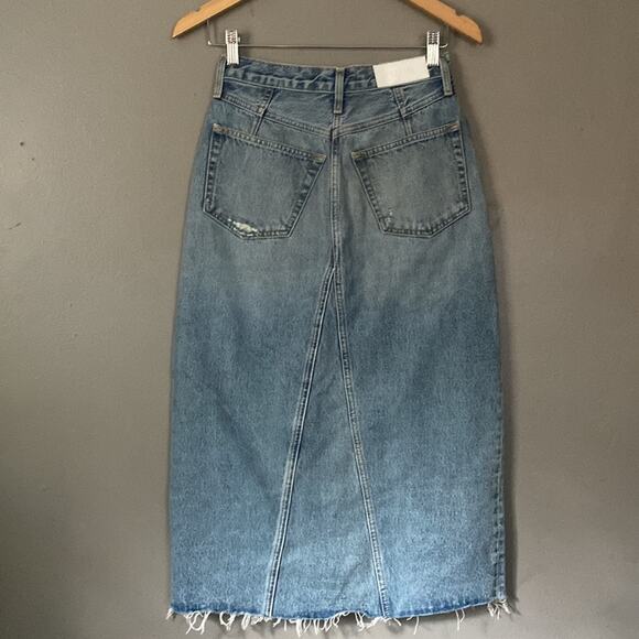 RE/DONE Midi Denim Skirt Coastal Granddaughter Summer Organic Cotton NWOT 25 0/2 - Picture 6 of 10